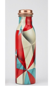 Copper Water Bottle <b>Floral</b> Design Portable Travel Drinkware Antiqued Finish Leak Proof Eco Friendly - Product Image 2