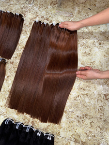 Extensions de cheveux humains Remy vietnamiens double trame, brun, sans produits chimiques, tissage à la machine, vente en gros - Product Image 3