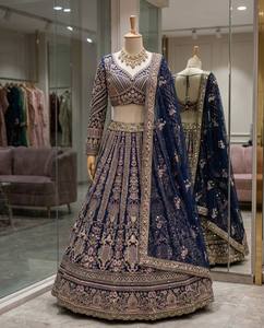 LAHENGA CHOLI DUPATTA BUTTER <b>FLY</b> <b>NET</b> SEQUNCE EMBROIDERY WITH CANCAN & CANVAS PATTA - Product Image 3
