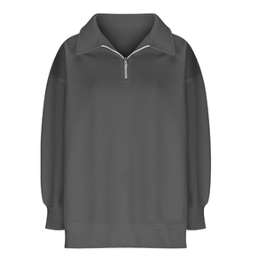 Sudadera extragrande de mujer con media cremallera, informal, de forro polar, holgada, con cremallera de cuarto, de manga larga - Product Image 2