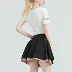 <b>Hot</b> Sale Wholesale Women Fashion A-line Side Zipper High Waisted Black and <b>Pink</b> Plaid <b>Mini</b> Pleated <b>Skirt</b> Top Sell - Product Image 4