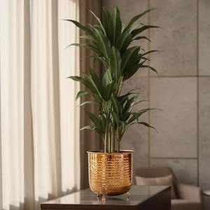 Pot de fleurs décoratif moderne pour l'intérieur et l'extérieur, jardinière élégante en métal pour la maison, le jardin, le balcon, la terrasse, jardinière décorative - Product Image 1