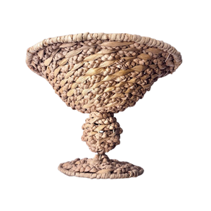 Corbeille à fruits sur piétement en jacinthe d'eau naturelle du Vietnam, écologique, faite à la main, qualité commerciale, style vintage rustique, bol centre de table - Product Image 1