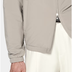 <b>Men's</b> <b>Light</b> Gray Bomber <b>Jacket</b> Stand Collar Zipper Closure Casual Regular Fit Autumn Wear Windproof Polyester Wadding - Product Image 5