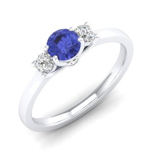 Bagues de fiançailles REYES en argent sterling 925 de haute qualité avec pierre précieuse tanzanite ronde de 0,5 carat et moissanite, bijoux fins - Product Image 2