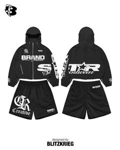 Purple Sportwear Windbreaker Set | Oversized <b>Zip</b> Hoodie Jacket & Shorts| Star Creative Streetwear Matching Set OEM Private Label - Product Image 5
