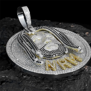 Pendentif personnalisé en argent 925 avec diamant de laboratoire pour homme, médaillon photo glacé, collier hip-hop tendance, bijoux de luxe - Product Image 3
