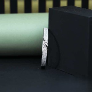 925 <b>Silver</b> <b>Cuff</b> <b>Bracelet</b> Princess Cut Crystal Rhodium Plated Minimalist Design Unisex Everyday Wear - Product Image 2