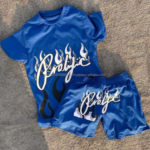 Vente en gros sur mesure Ensemble court pour homme Dtg imprimé OEM de haute qualité Ensemble court 2 pièces pour homme de grande taille - Product Image 1