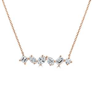 Collier pendentif barre géométrique en diamant multi-coups de coupe, or massif 14K 18K, fermoir mousqueton classique, chaîne de 18 pouces pour superposition, bijoux fins - Product Image 3