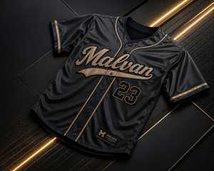 Maillot de baseball imprimé par sublimation aspect cuir noir de haute qualité, personnalisé avec nom et numéro d'équipe, haut d'uniforme de softball à manches courtes - Product Image 3