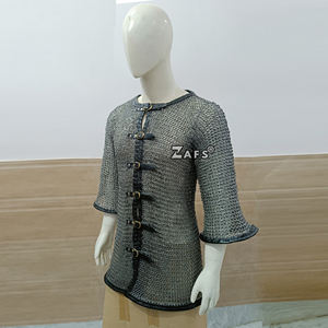 ชุดเกราะอัศวินยุคกลางทำมือ 09 มม. แบบโซ่เหล็กตอกหมุดแบน ครึ่งแขน แต่งหนัง เหล็กอ่อน สำหรับงานรีนซิสแฟร์ - Product Image 5