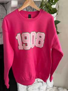 Custom <b>Pink</b> Crew Neck Clothing Manufacturer <b>Sweatshirt</b> for Women's Letter Print Front Logo Alpha Kappa Alpha 1908 Shirts - Product Image 4
