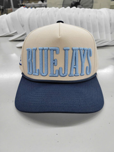 Fabriqué à l'usine Injae Vina, casquette de baseball en coton pour adulte, structurée, bicolore, avec logo brodé 3D réglable et cordon, style sportif - Product Image 1