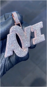 Colgante de Letra Personalizado con Logotipo, Joyería Hip Hop Iced Out, para Cadena Cubana, Plata 925, Moissanita, Letra Inicial o Número - Product Image 3