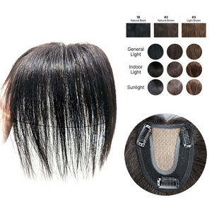 Cosmo Korea Straight <b>Human</b> Hair Hair Topper <b>Wig</b> Piece Invisible Knots Silk Base 130% Density Clip Coverage for Women Hair - Product Image 1
