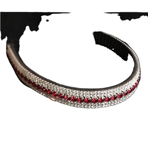Handmade Luxury Leather Horse Brow Bands With 5 Row <b>Crystals</b> Decoration <b>Top</b> Supplier Wholesale Manufacturer Saman Exports - Product Image 6