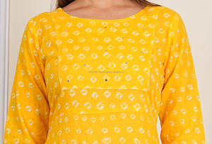 Vestido de Kurta de algodón con estampado de bloque de mano de diseñador indio tradicional, Ropa Étnica hecha a mano para mujer, ropa regional - Product Image 6