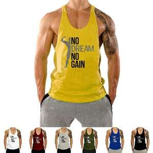 เสื้อกล้ามสีแดงสำหรับผู้ชาย พิมพ์ลาย No Dream No Gain คอกว้าง รุ่นใหม่ สั่งทำได้ เสื้อกล้ามผู้ชาย ผ้าฝ้าย 100% เสื้อกล้ามออกกำลังกาย เสื้อกล้ามสำหรับฝึกซ้อม - Product Image 6
