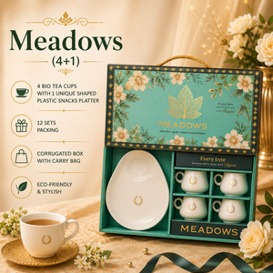 Luxury Floral Tea Cup Gift <b>Set</b> 2 Ceramic Screen Printed Snack Platters Boxed <b>Beverage</b> Tableware Carry Bag Mother's Day New Year - Product Image 6