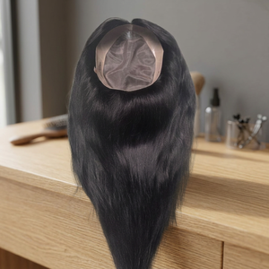 Peluca de cabello humano negro natural largo, base mono, calidad premium, cabello Remy, cabello indio para mujeres - Product Image 5