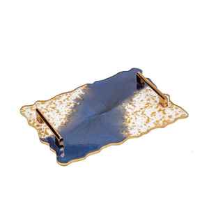 Plateau rectangulaire en résine avec poignée pour servir le petit-déjeuner, les boissons, les collations, élégant et moderne, accessoires décoratifs pour la cuisine et la salle à manger - Product Image 2