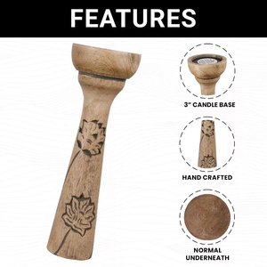 New design Lotus vine natural wood candle holder 3 <b>pc</b> set pillar candle holders carved wooden candle <b>stand</b> offer customizations - Product Image 2