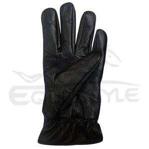 Black Leather Winter Gloves <b>Wool</b> Lined Womens Bow Cuff Gloves for Daily Outdoor Wear Custom Logo OEM Leather Gloves - Product Image 2