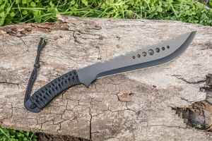 Cuchillo Táctico Personalizado para Supervivencia al Aire Libre con Hoja Dentada de Acero al Carbono, Longitud Total de 20 Pulgadas y Funda - Product Image 4