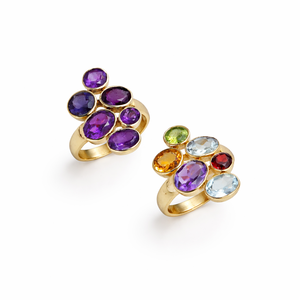 Amethyst Multi Stone Classic <b>Statement</b> <b>Ring</b> Brass Handmade Designer Purple Gemstone <b>Ring</b> for Women Shopping Gift - Product Image 4