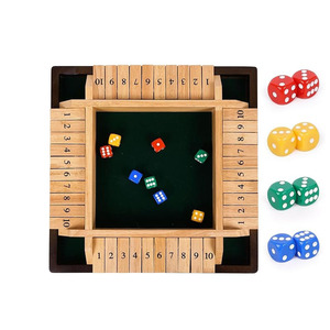 Jeu de dés en bois Shut The Box avec des jeux de dés colorés, jeu de société familial moderne pour le plaisir et le divertissement en famille - Product Image 1