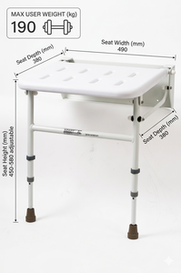 Aluminum Wall-Mounted Foldable Height-Adjustable <b>Shower</b> Seat for Elderly Disabled Pregnant Rehabilitation Use - Product Image 5