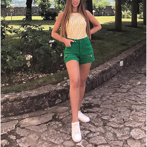 Green Distressed Denim Shorts Women Colorful Ripped <b>Jean</b> Shorts High <b>Waist</b> Summer Beach Wear Sexy Frayed Hem Denim Shorts - Product Image 5