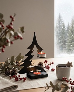 Modern Black Metal Candle Holder Christmas <b>Tree</b> Design Perfect for Holiday Table Styling and Cozy Home Ambience From India - Product Image 5