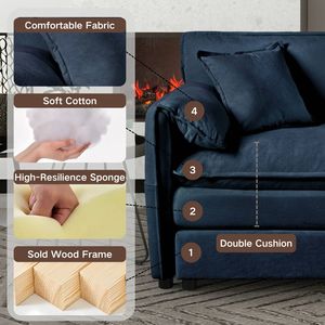 Divano componibile a U oversize con seduta profonda, 4 posti, comodo divano a nuvola con due elementi mobili a O per soggiorno - Product Image 4