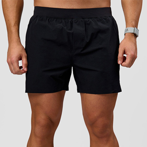 Shorts en tricot élastique écologiques noirs pour hommes, à séchage rapide, respirants, sportifs, décontractés, avec cordon de serrage - Product Image 4