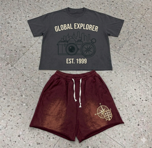 Ensemble deux pièces décontracté personnalisé en coton respirant, chemise et short surdimensionnés, t-shirts à manches courtes imprimés pour hommes - Product Image 3