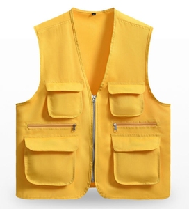 Gilet de sécurité haute visibilité entièrement personnalisé avec poches, gilet de travail orange unisexe en polyester, fermeture éclair sur le devant, plusieurs poches, sécurité - Product Image 5
