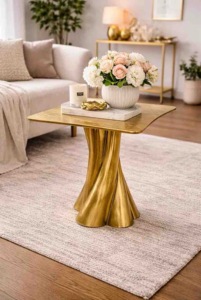 Mesa Auxiliar de Lujo con Forma de Caballito de Mar en Aluminio Dorado, Estatua de Animal Marino, Mesa Redonda para Bebidas, Decoración Costera para Sala de Estar - Product Image 5