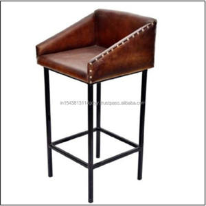 Tabouret de bar moderne avec dossier rembourré Tabouret de bar en similicuir à tête d'ongle Chaises de bar à hauteur de bar avec pieds coniques en métal pour la cuisine - Product Image 3
