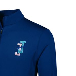 เสื้อพูลโอเวอร์สีน้ำเงินแบบซิป ¼ สำหรับผู้ชาย แขนยาว สวมใส่สบาย น้ำหนักเบา แฟชั่นลำลอง เหมาะสำหรับใส่ในชีวิตประจำวัน - Product Image 4