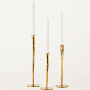 Ensemble de bougeoirs coniques en métal doré martelé pour centre de table de mariage, décoration d'événements modernes et fournitures de fête - Product Image 3