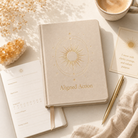 Journal de bien-être LABON personnalisé en lin beige, couverture rigide, avec dorure à chaud, agenda quotidien pour la pleine conscience, la gratitude et la définition d'objectifs, cadeau