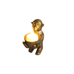 Ce charmant porte-bougie en forme de singe doré est un cadeau unique et attentionné, un ajout charmant à votre décoration festive. - Product Image 4