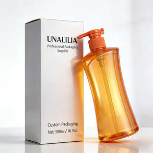 Custom 300ml 500ml Orange PET Plastic <b>Pump</b> Sprayer <b>Bottle</b> for Lotion Shampoo Hair Conditioner Body Wash Skin Care Packaging - Product Image 6