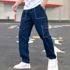 Jeans cargo pour hommes, denim personnalisé, style streetwear, coupe ample, baggy, jambe large droite, OEM, vente en gros - Product Image 1