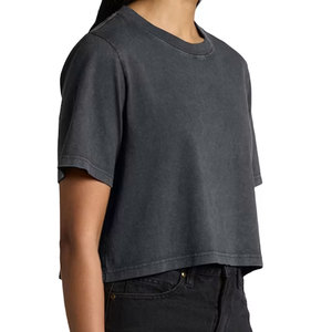 Women Custom Branding <b>White</b> Crop Top T-<b>Shirt</b> Drop Shoulder Plain Merch Display Screen print Graphic <b>Cropped</b> Tee <b>Shirt</b> - Product Image 3