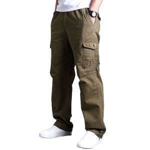 Pantalones Cargo Casuales de Lona para Hombre, Talla Grande, Cintura Alta, Multibolsillos, Resistentes al Agua, Holgados, para Pesca y Viajes - Product Image 1