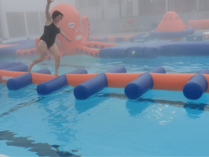 Circuito de Obstáculos Acuáticos Inflables de Grado Comercial - Puente Flotante de Troncos para Piscinas y Parques Acuáticos - Product Image 3