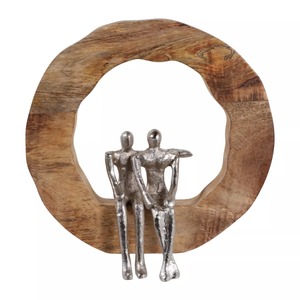 Sculpture d'éléphant circulaire en bois faite à la main, décoration de table, art moderne pour salon, thème animal, cadeau artisanal - Product Image 1